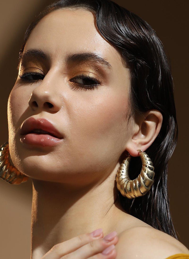 سوهي حلق مجوهرات نسائي بتصميم دائري سميك  - Image 3