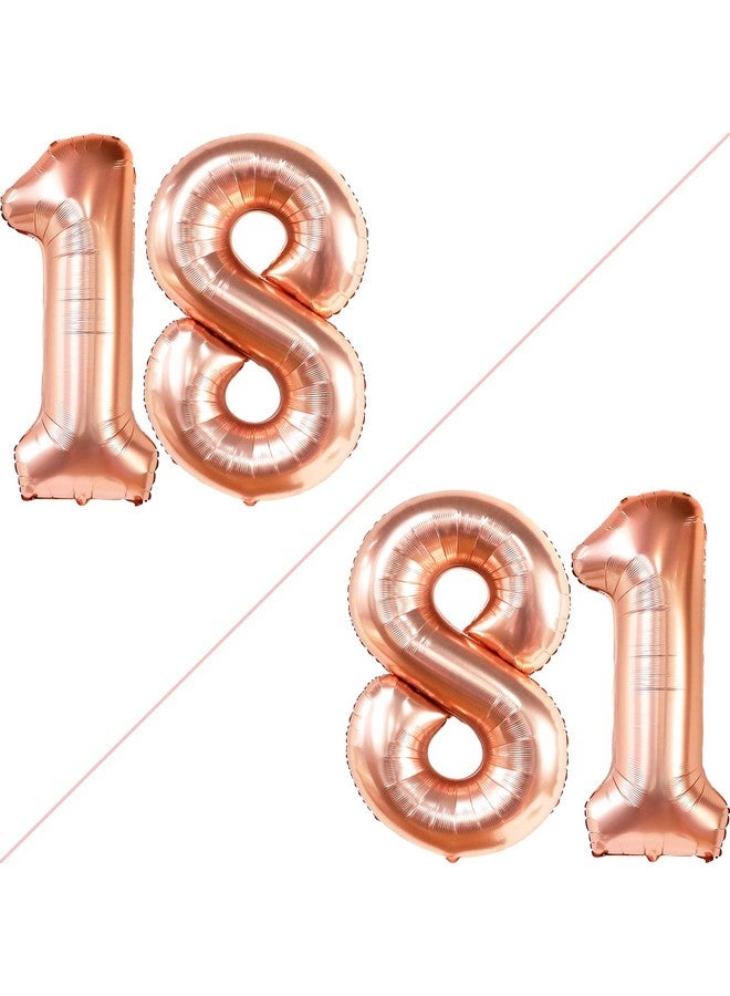 KATCHON Rose Gold 18 Balloon Numbers Large 40 Inch Happy 18Th Birthday Decorations For Girls Rose Gold 18 Birthday Balloon Number 18 Balloons For Birthdays 18Th Birthday Balloons For Girls - Image 2