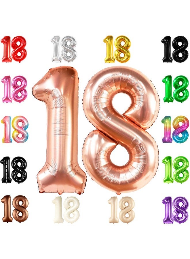 KATCHON Rose Gold 18 Balloon Numbers Large 40 Inch Happy 18Th Birthday Decorations For Girls Rose Gold 18 Birthday Balloon Number 18 Balloons For Birthdays 18Th Birthday Balloons For Girls - Image 1