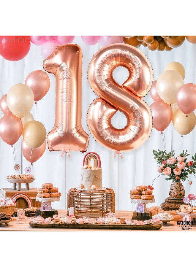 KATCHON Rose Gold 18 Balloon Numbers Large 40 Inch Happy 18Th Birthday Decorations For Girls Rose Gold 18 Birthday Balloon Number 18 Balloons For Birthdays 18Th Birthday Balloons For Girls - Image 3