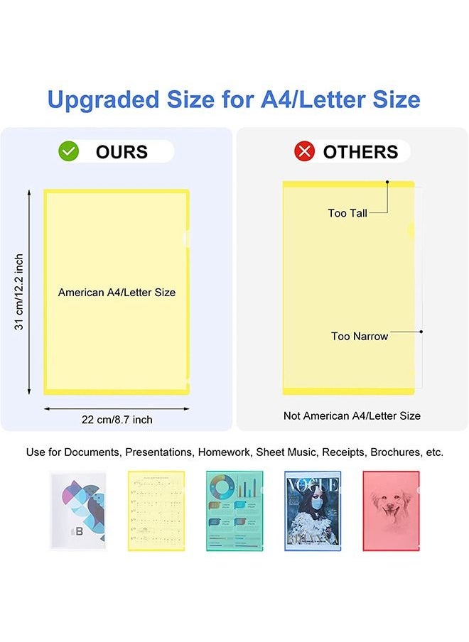 Plastic Pocket Folders 10Pcs Clear Document Folders for  A4 Size 5 Assorted Colors
