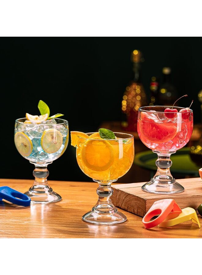 Beer Glasses 21.5 Oz Set of 4, Extra Large Margarita Glass With 4 Color Clips, Shrimp Cocktail Goblet, Large Stemmed Glasses With Thick Bottom, Crystal Clear Bar Glassware - Image 5