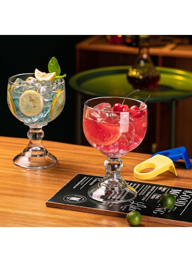 Beer Glasses 21.5 Oz Set of 4, Extra Large Margarita Glass With 4 Color Clips, Shrimp Cocktail Goblet, Large Stemmed Glasses With Thick Bottom, Crystal Clear Bar Glassware - Image 3
