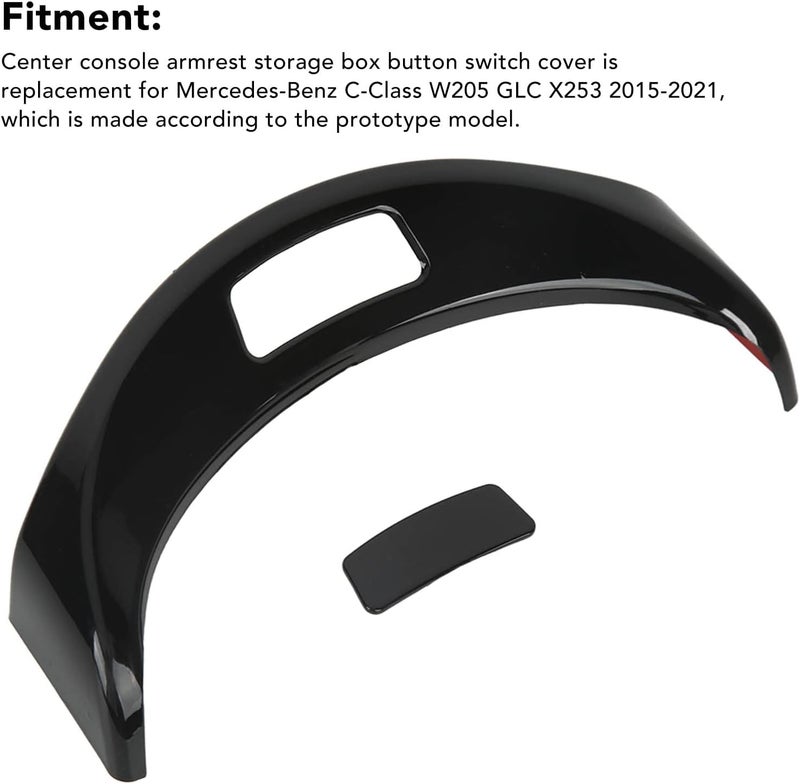 Center Console Armrest Storage Box Button Switch Cover Durable Trim Fit for CClass GLC 2015-2021, Easyinstall Decorative Sticker for Car Interior Accessory (Varnish Black) - Image 4