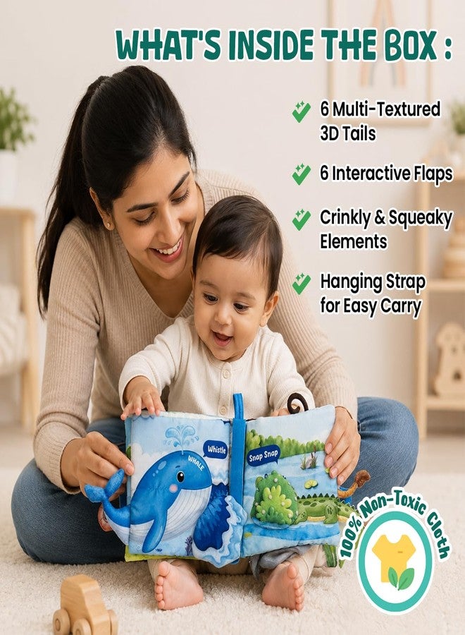 GiniMini Peek & Tell - Whose Tail? | Soft Sensory Cloth Book for Babies 6 Month | Lift-the-Flap Activity Book | Crinkle Book with Textured Tails | Touch and Feel Baby Book | Tummy Time & Stroller Toy - Image 5