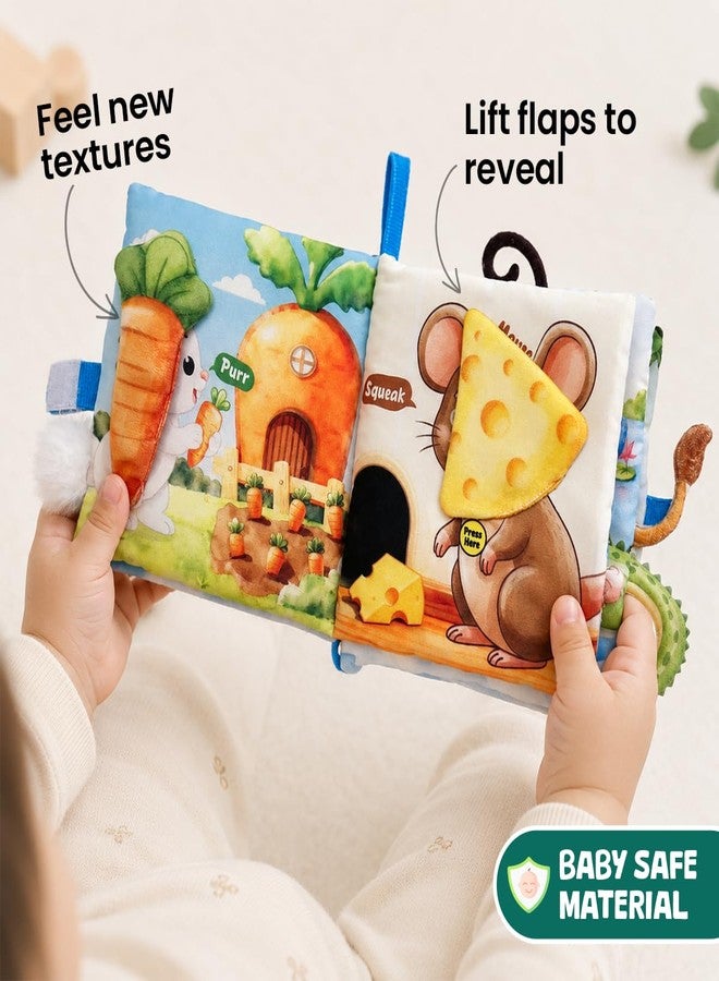 GiniMini Peek & Tell - Whose Tail? | Soft Sensory Cloth Book for Babies 6 Month | Lift-the-Flap Activity Book | Crinkle Book with Textured Tails | Touch and Feel Baby Book | Tummy Time & Stroller Toy - Image 2
