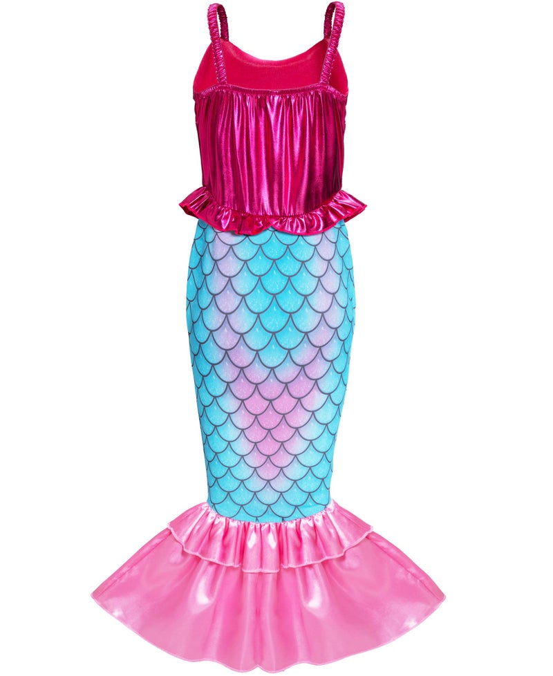 Funna Girls Mermaid Costume Princess Dress Up with Accessories Pink, 7-8 Years - Image 2