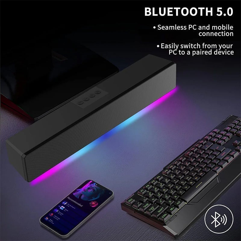 GroveMade RGB Bluetooth Speaker with Subwoofer, Desktop Computer Speakers for PC & Laptop, USB Powered Rechargeable Speaker with Colorful LED Lights for Gaming & Home - Image 4