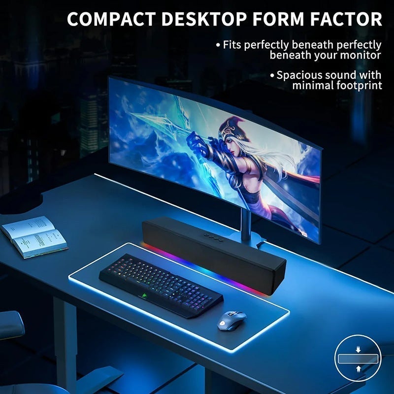 GroveMade RGB Bluetooth Speaker with Subwoofer, Desktop Computer Speakers for PC & Laptop, USB Powered Rechargeable Speaker with Colorful LED Lights for Gaming & Home - Image 3