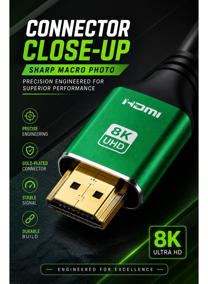​كابل كونف كابل HDMI 2.1 بدقة 8K، طول 15 مترًا، يدعم دقة 8K بمعدل 60 هرتز، و4K بمعدل 120 هرتز، و2K بمعدل 240 هرتز، و1080P بمعدل 240 هرتز، بسرعة نقل بيانات تصل إلى 48 جيجابت في الثانية، ويدعم تقنيات 3D، وHDR، وHDCP، وeARC، وDolby. كابل HDMI فائق السرعة لأجهزة الكمبيوتر المحمولة، وأجهزة الكمبيوتر المكتبية، والشاشات، وأجهزة العرض، وأجهزة التلفزيون، وأجهزة PS4، وPS5، وXbox، وSwitch، وأجهزة التلفزيون عالية الدقة، وكاميرات DSLR. - Image 2