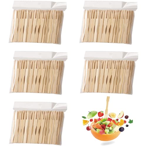 Busnos Bamboo Food Picks Cocktail Forks Set 500 Pcs Cocktail Picks for Cheese Party Banquet Buffet & Catering Natural Bamboo Party Food Skewers for Appetizer Cocktail Fruit - Image 1