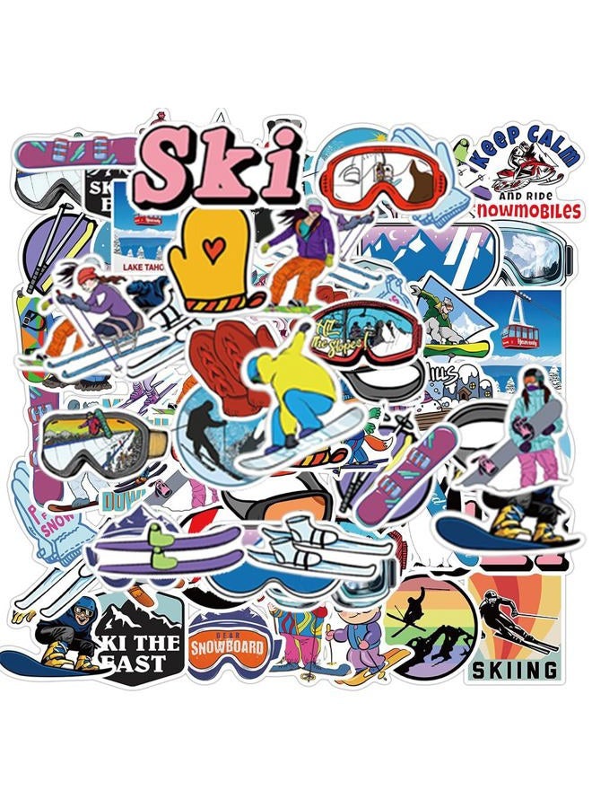 FUNWING Skiing Stickers | 50 Pcs Winter Skiing Sports Waterproof Vinyl Stickers for Helmet Snowboard Water Bottles Bicycle Laptop Refrigerator Luggage Computer Mobile Phone Bike Decals - Image 2
