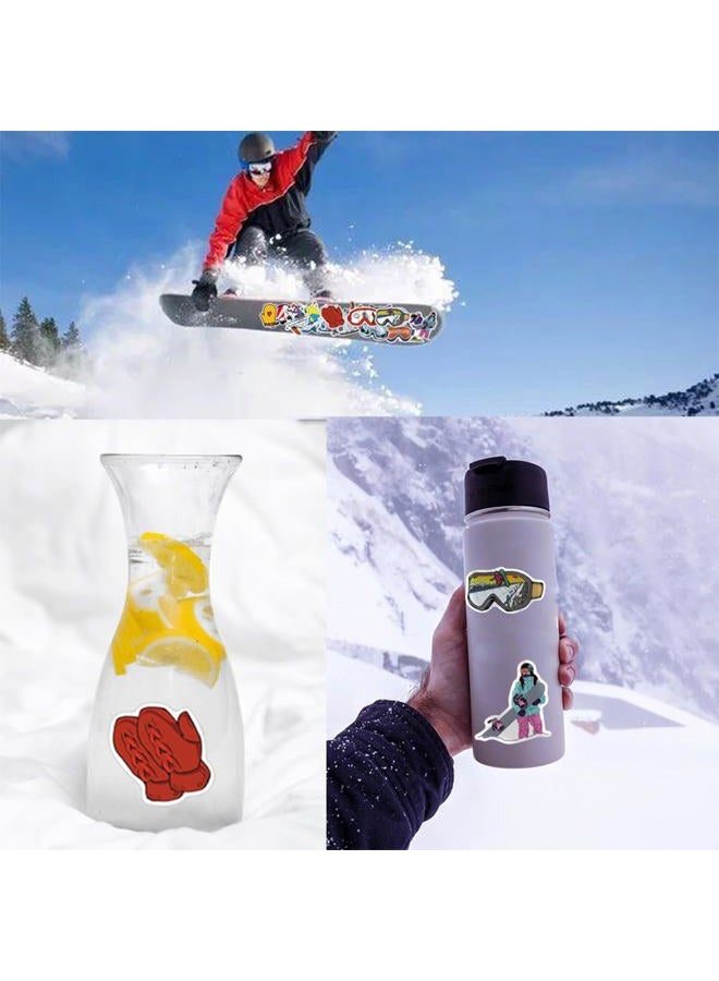 FUNWING Skiing Stickers | 50 Pcs Winter Skiing Sports Waterproof Vinyl Stickers for Helmet Snowboard Water Bottles Bicycle Laptop Refrigerator Luggage Computer Mobile Phone Bike Decals - Image 5