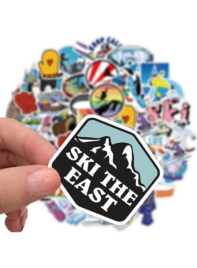 FUNWING Skiing Stickers | 50 Pcs Winter Skiing Sports Waterproof Vinyl Stickers for Helmet Snowboard Water Bottles Bicycle Laptop Refrigerator Luggage Computer Mobile Phone Bike Decals - Image 3