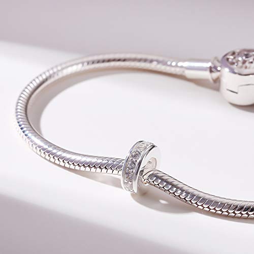 SOUKISS 925 Sterling Silver Spacer Charm Bead with Clear CZ for Charms Bracelets (Clear) - Image 5