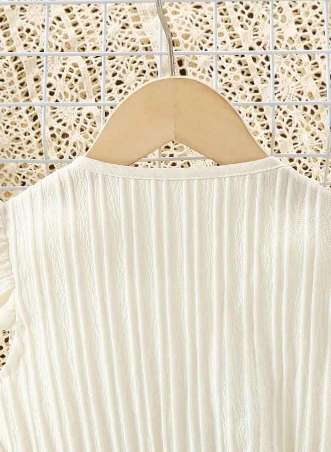 Take Two Take Two Girls Beige Button Detail Belted Wide Leg Jumpsuit