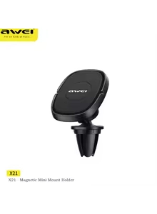 Awei X21 Magnetic Car Phone Holder Stand 360 Degree Mobile Cell Air Vent Magnet Mount Vehicle Clamp Support For iPhone Xiaomi - Image 1