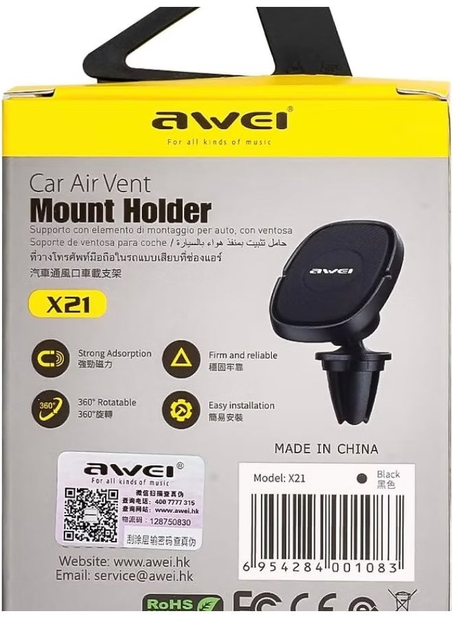Awei X21 Magnetic Car Phone Holder Stand 360 Degree Mobile Cell Air Vent Magnet Mount Vehicle Clamp Support For iPhone Xiaomi - Image 5