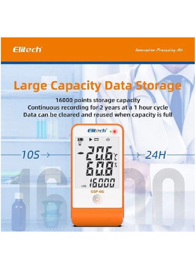 Elitech - Elitech GSP-6G Digital Temperature And Humidity Data Logger With Detachable Buffered Probe - Image 1