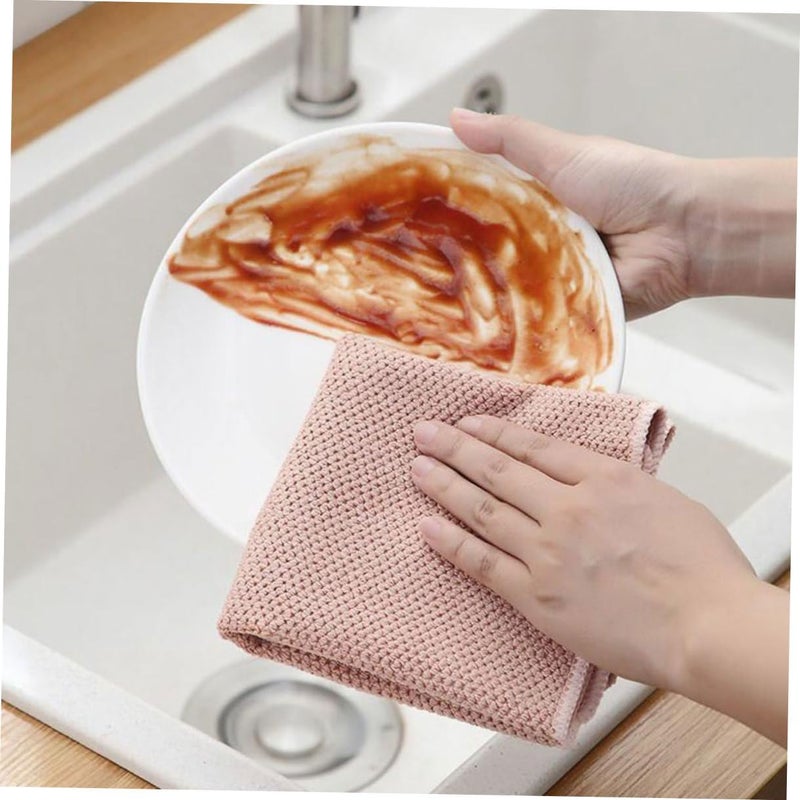 FUOYLOO Microfiber Dish Washing Towels 30x30cm Kitchen Cleaning Cloths Highly Absorbent Sturdy Dishcloths 6pcs for Household Dish and Cutlery Washing Random Color - Image 4