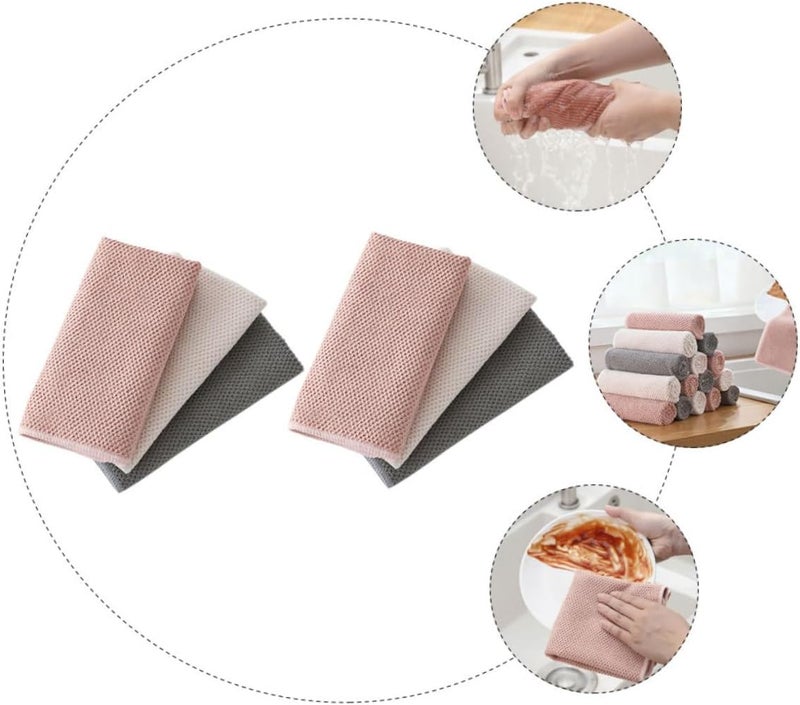 FUOYLOO Microfiber Dish Washing Towels 30x30cm Kitchen Cleaning Cloths Highly Absorbent Sturdy Dishcloths 6pcs for Household Dish and Cutlery Washing Random Color - Image 3
