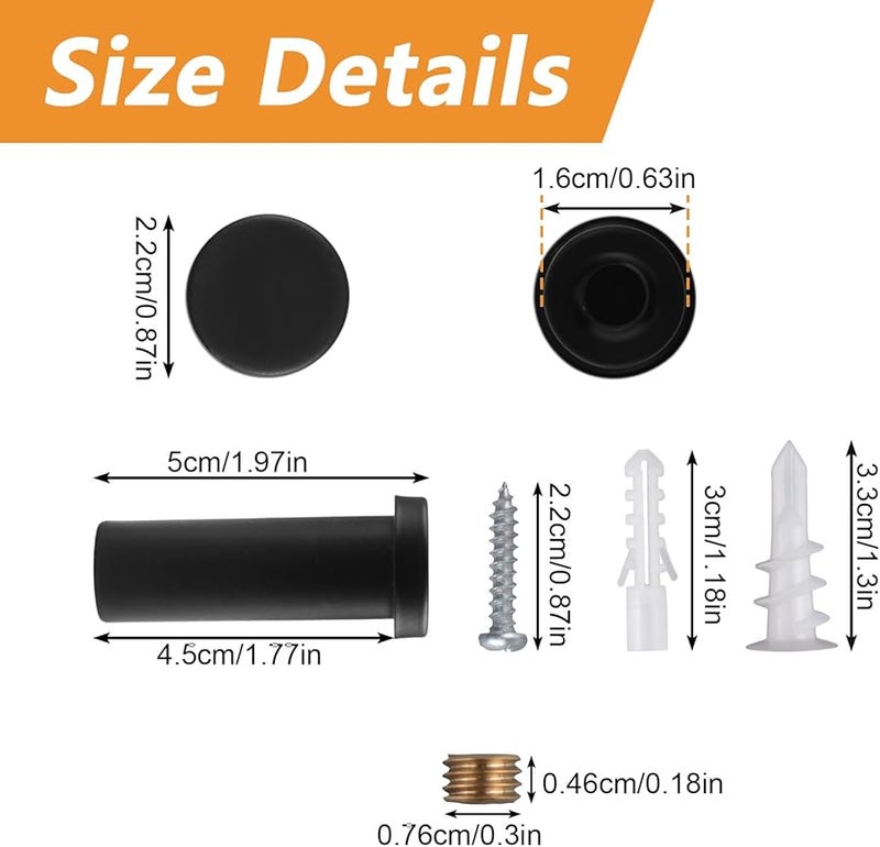 خطافات معطف مستديرة سوداء حديثة 6 قطع رف حائط من الفولاذ المقاوم للصدأ ثقيل للمطبخ غرفة النوم الحمام - Image 3