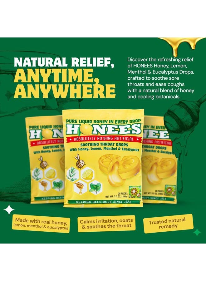 Honees Honey Lemon Menthol Cough Drops, 20 Count Bag - Image 2