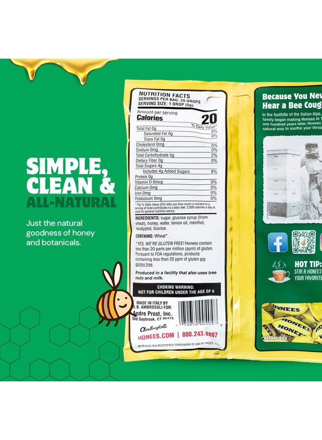 Honees Honey Lemon Menthol Cough Drops, 20 Count Bag - Image 4