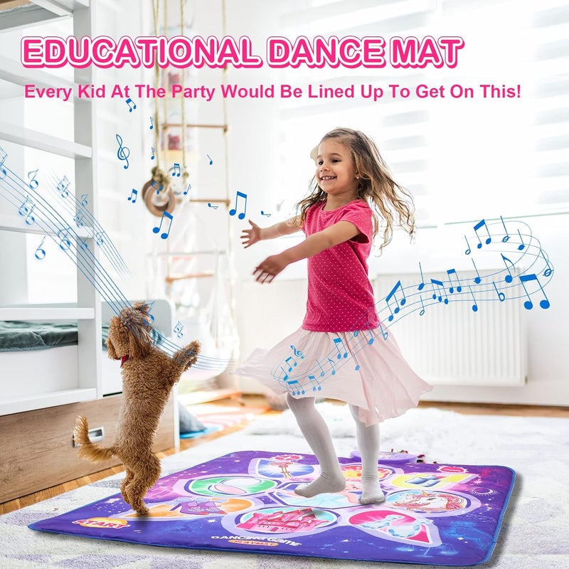 Skirfy Dance Mat, Unicorns Toys for Girls Electronic Dance Pad with 7 Games Mode, Kids Games with Touch Sensitive LED Lights, Birthday Party Games for Toddler Girls for 3-12 - Image 2