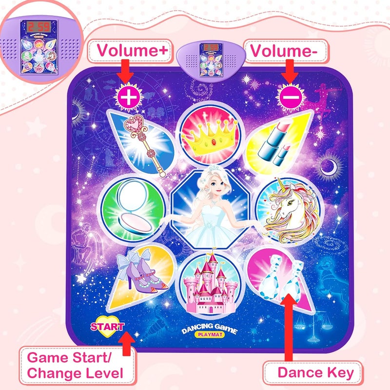 Skirfy Dance Mat, Unicorns Toys for Girls Electronic Dance Pad with 7 Games Mode, Kids Games with Touch Sensitive LED Lights, Birthday Party Games for Toddler Girls for 3-12 - Image 5