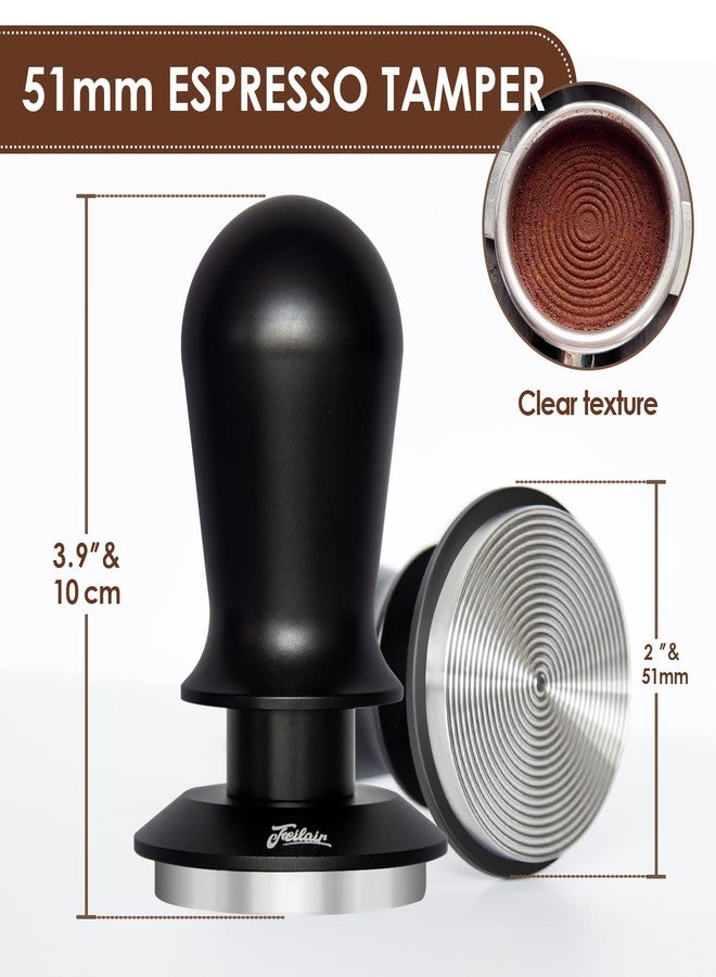 FEILAIR 51mm Professional Espresso Tamper - 30LB Calibrated Pressure, Triple Spring & Click Feedback | Compatible with Breville, DeLonghi & More | Textured Stainless Steel Base，BLACK - Image 2