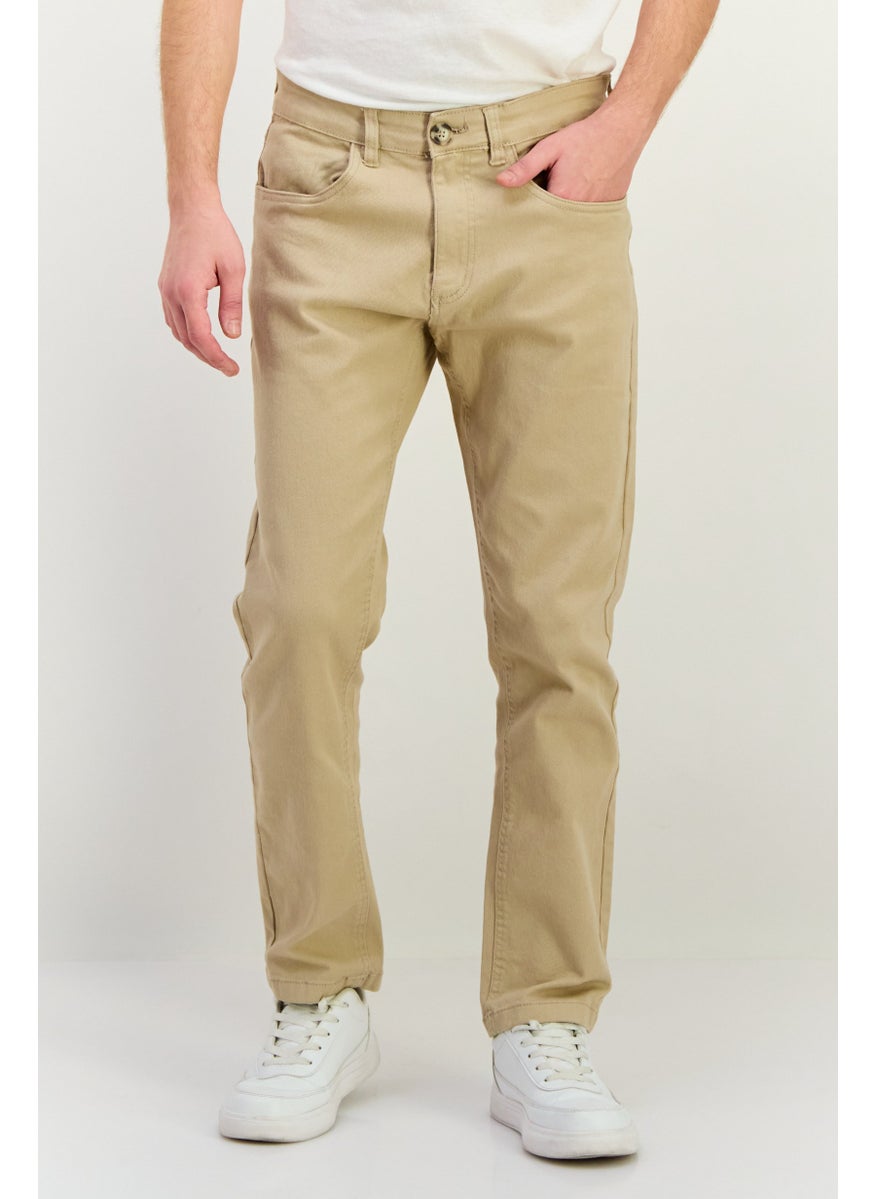 CROSSHATCH Men Regular Fit Washed Denim Jean, Beige  - Image 1