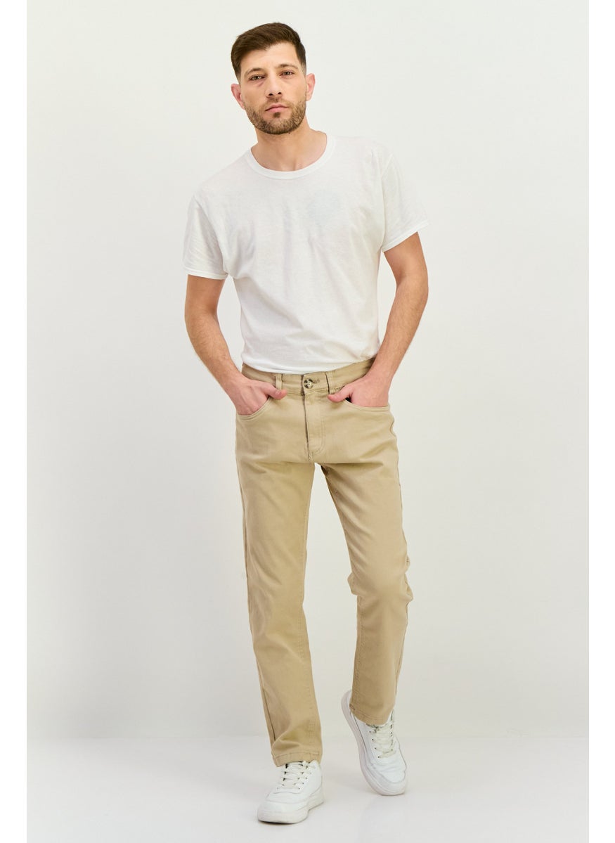 CROSSHATCH Men Regular Fit Washed Denim Jean, Beige  - Image 4