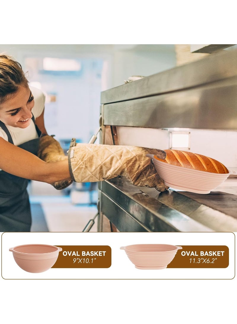 كيلا مجموعة أدوات تحضير العجين المخمر، ٢٤ قطعة من لوازم خبز العجين المخمر، مجموعة سلال تخمير العجين المصنوعة من السيليكون (قطعتان)، مجموعة أدوات تحضير العجين المخمر للمبتدئين مع ١٠ أكياس خبز لمحبي الخبز - Image 5