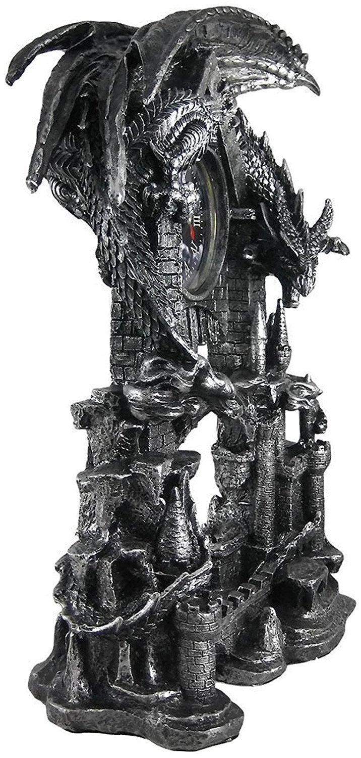 DWK Dragon Vintage Pendulum Clock | Victorian Halloween Decor | Witchy Decor Gothic Home Decorative Desk Accessories | Dragon Home Decor Small Table Clocks - 13" - Image 2