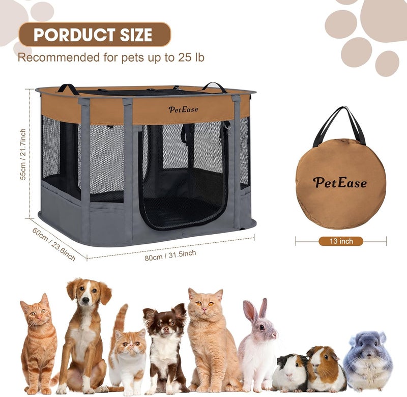 PetEase Portable Cat Playpen Dog Crate, Foldable Pet Cage for Rabbit Puppy Hamster, Indoor/Outdoor Cats Enclosure Cages Tent - Image 3