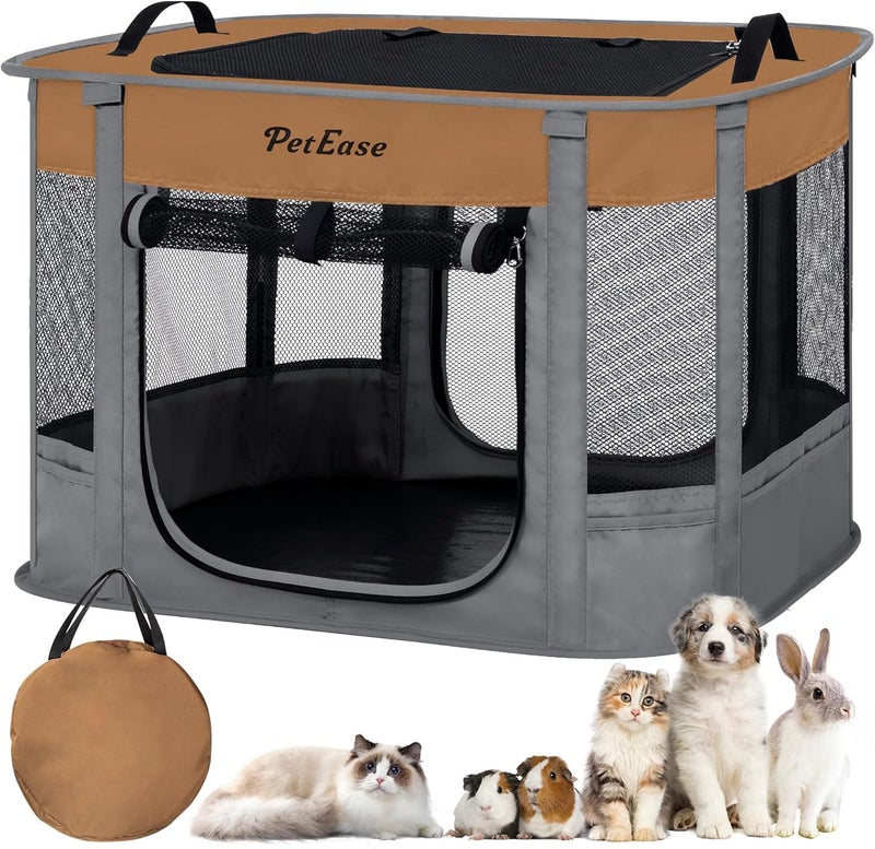 PetEase Portable Cat Playpen Dog Crate, Foldable Pet Cage for Rabbit Puppy Hamster, Indoor/Outdoor Cats Enclosure Cages Tent - Image 1