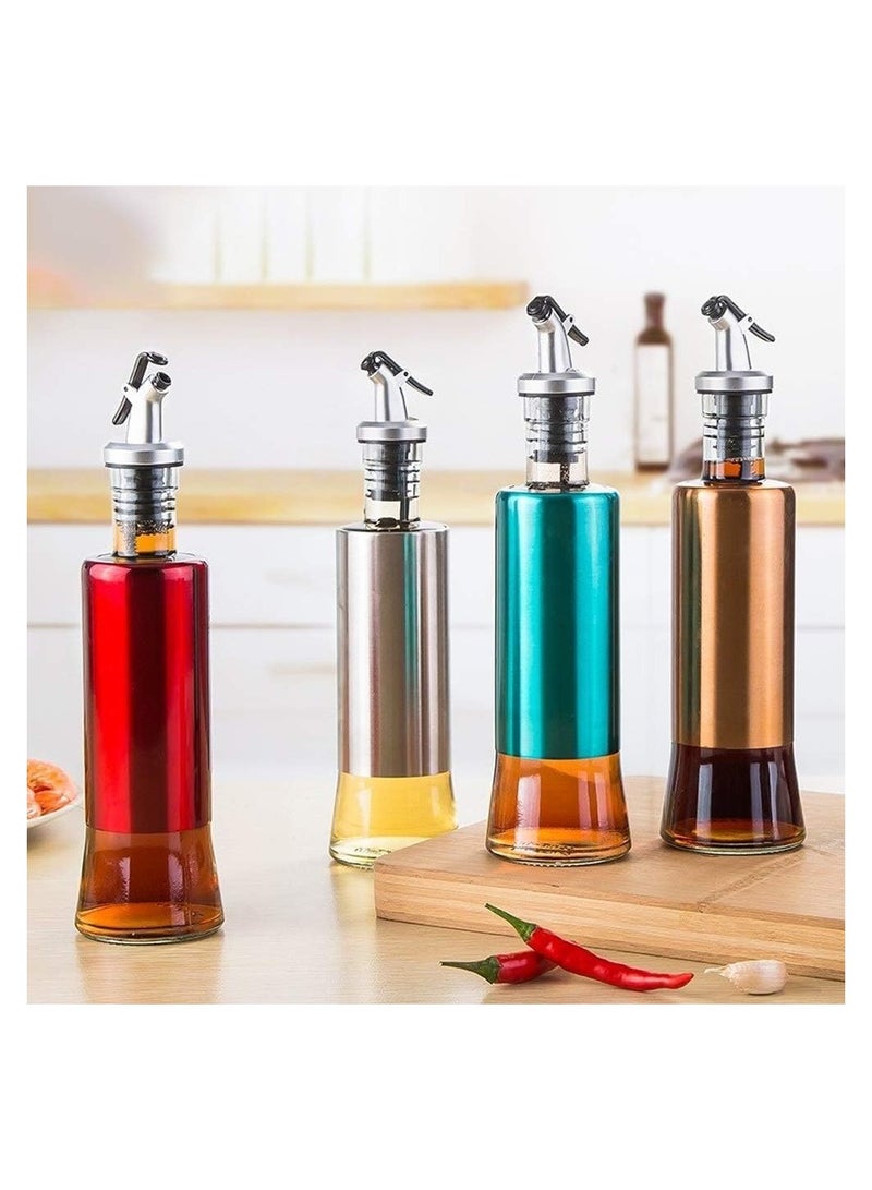 Plan A Leakproof Food Oil Dispenser Bottle, 300ml Glass Oil Dispenser, Portable Leak Proof Oil Dispenser for Olive Oil, Vinegar, Sauce, Glass Oil Bottle with Pour Spout (Gold) - Image 1