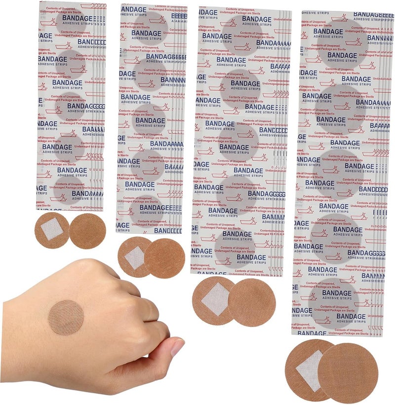 Healifty 100pcs Breathable Round Bandages for Nose Face Elbow Comfortable Fabric Spot Patches with Strong Adhesive Small Skin Friendly Replacement Adhesive Patches - Image 1