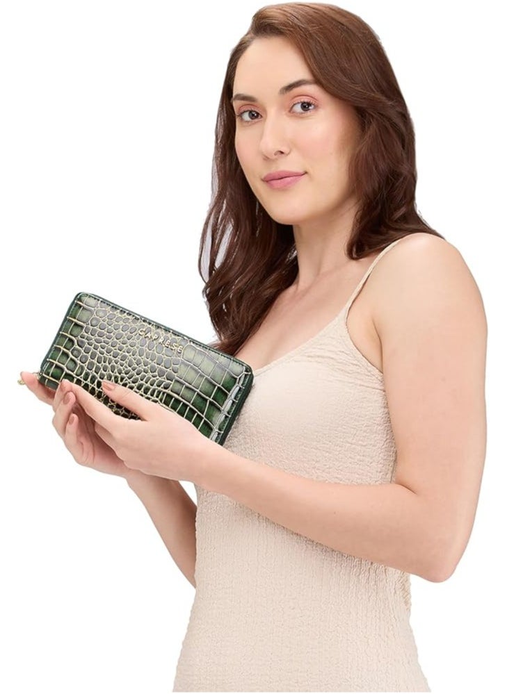 CAPRESE Caprese Miranda Zip Around Wallet for Women| Large, Green | Multiple Card Slots with Stylish Animal Print | Perfect for Carrying Daily Essentials  - Image 2