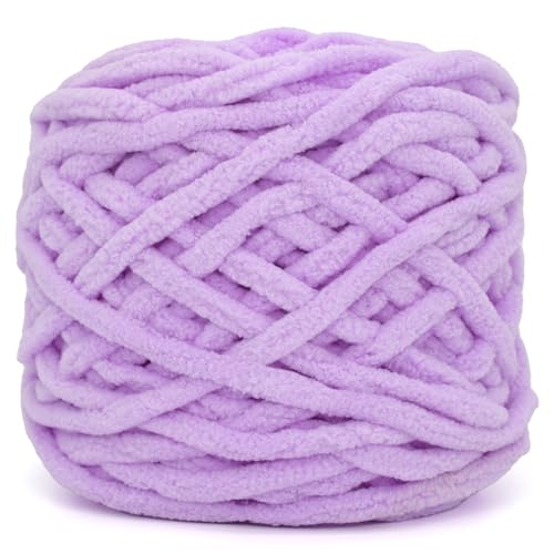 YARFOFUN Chunky Chenille Yarn for CrochetingPurple Fluffy Velvet Plush Yarn Thick Soft Chunky Chenille Yarn Baby Blanket Yarn for Crocheting Knitting Beginners 100gPurple - Image 1