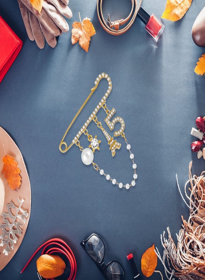 Yolev Number 5 Lapel Pins and Brooches Vintage Imitating Pearl Rhinestone Crystal Brooch Pin for Women Rhinestone Jewelry - Image 3