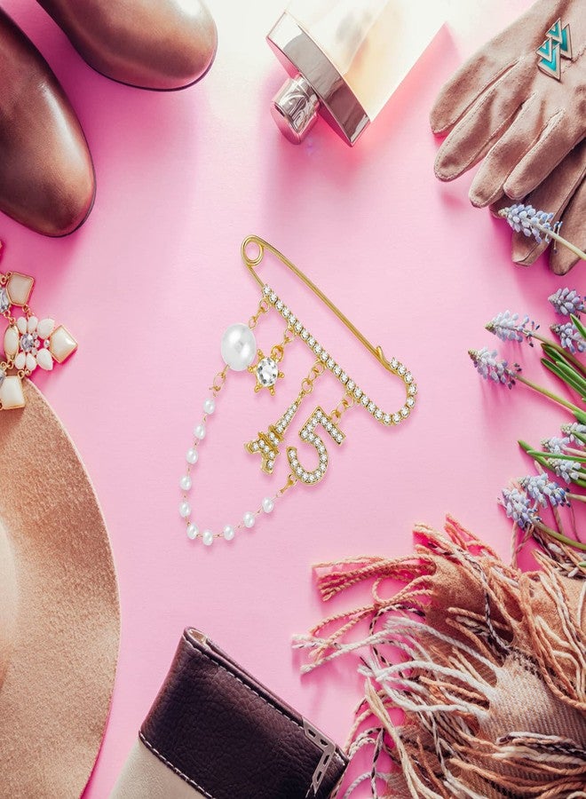 Yolev Number 5 Lapel Pins and Brooches Vintage Imitating Pearl Rhinestone Crystal Brooch Pin for Women Rhinestone Jewelry - Image 4