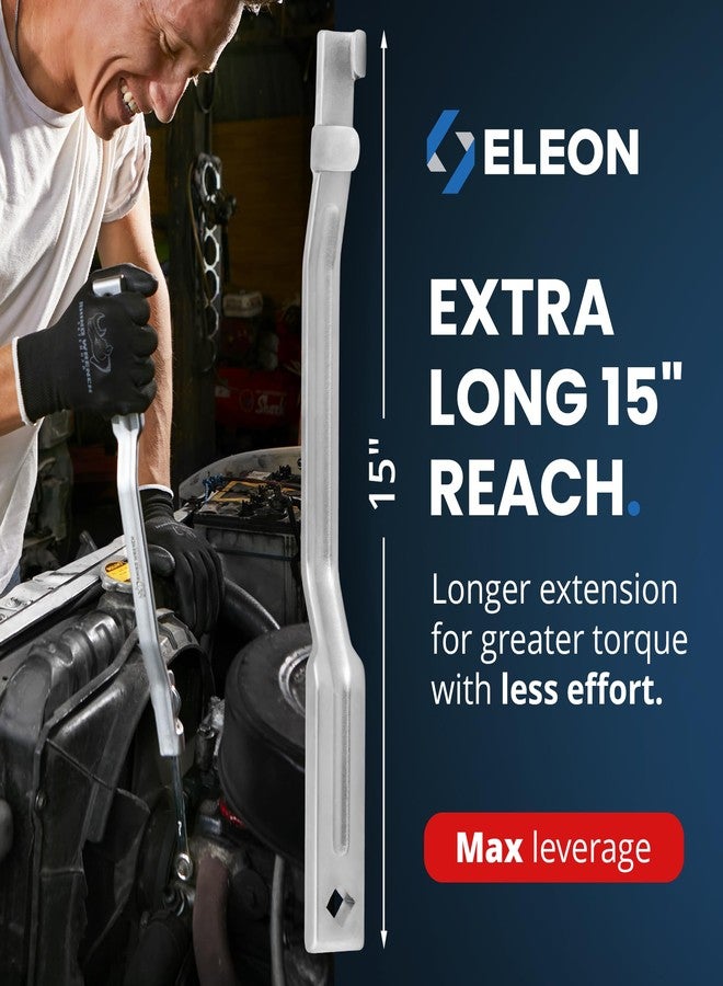 Eleon Rhino Wrench Extender Tool Bar - Extra-Long 15 Inch Wrench Extension for Maximum Leverage - Torque Multiplier with Non-Slip Gloves and Microfiber Towel - Solid Steel Tools (Extra Large) - Image 2
