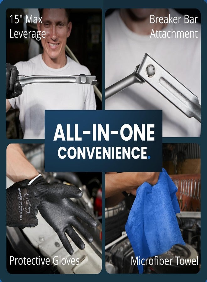 Eleon Rhino Wrench Extender Tool Bar - Extra-Long 15 Inch Wrench Extension for Maximum Leverage - Torque Multiplier with Non-Slip Gloves and Microfiber Towel - Solid Steel Tools (Extra Large) - Image 5