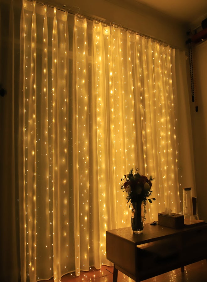 Twinkle Star 300 LED Window Curtain String Light Wedding Party Home Garden Bedroom Outdoor Indoor Wall Decorations Warm White - Image 3
