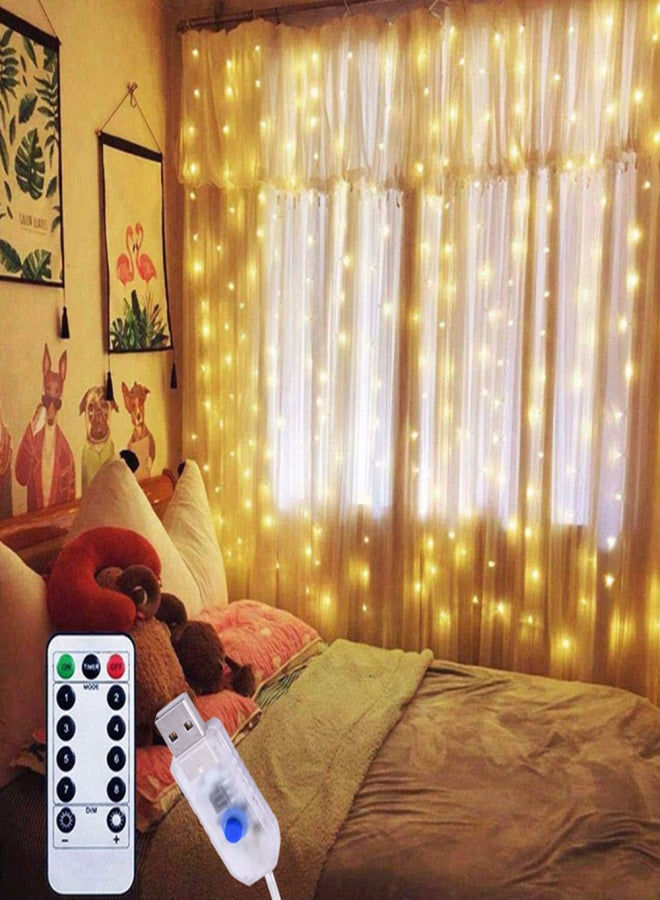 Twinkle Star 300 LED Window Curtain String Light Wedding Party Home Garden Bedroom Outdoor Indoor Wall Decorations Warm White - Image 1