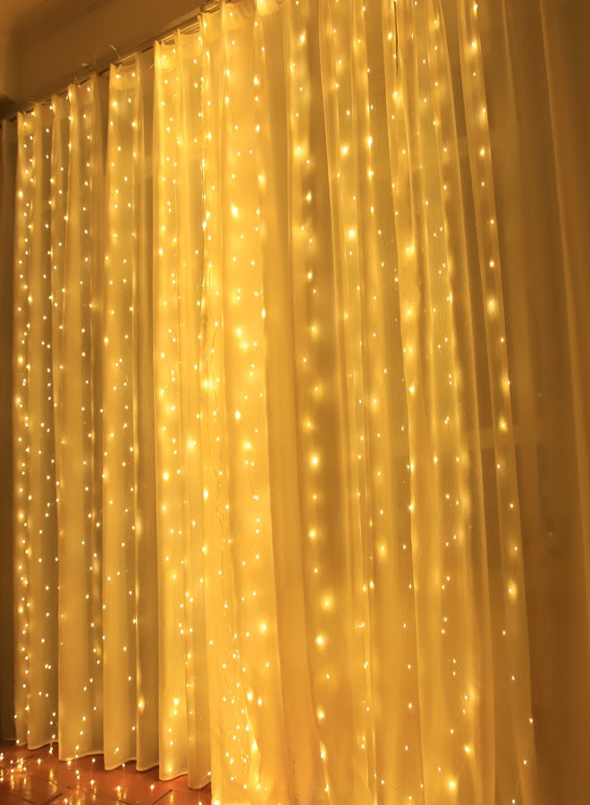 Twinkle Star 300 LED Window Curtain String Light Wedding Party Home Garden Bedroom Outdoor Indoor Wall Decorations Warm White - Image 2