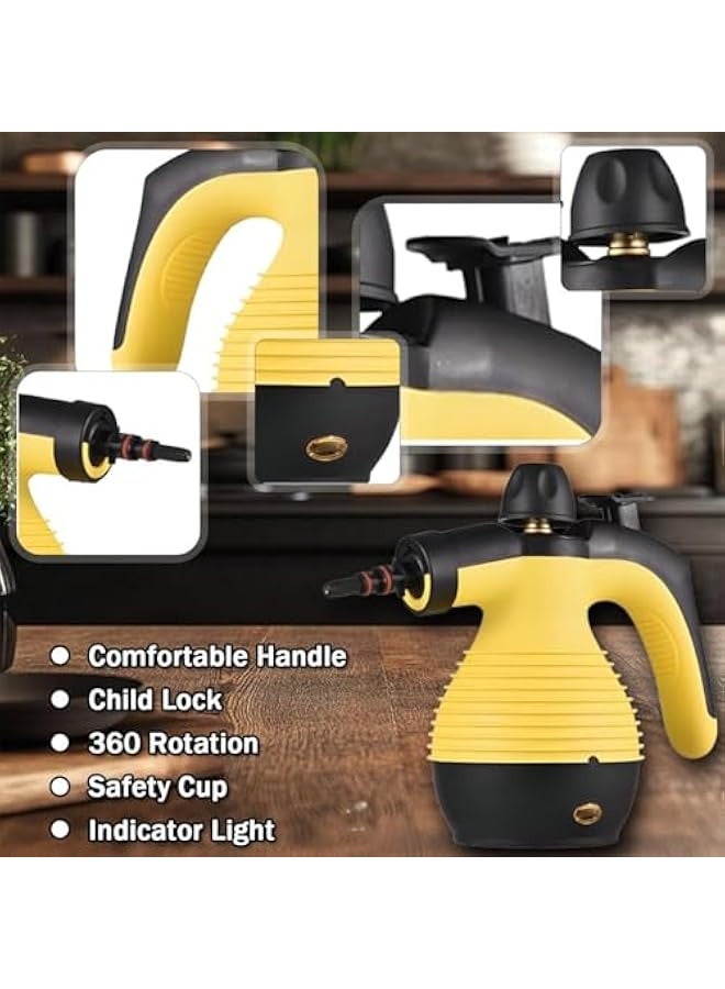 Steam Cleaner Handheld Pressurized 1050W 350ml with 9 Accessories & Safety Lock, Multi-Purpose & Powerful Portable Steamer for Cleaning, Home Use, Car, Bathroom, Window, Grease - Image 4
