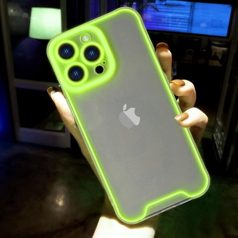 Omorro Compatible with iPhone 16 Pro Max Case Clear Luminous Case Glow in The Dark Noctilucent Luminous Space Nebula Slim Fit Cover Protective Anti Scratch Cases Thin Translucent Protective Case Green - Image 2